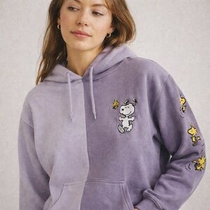 Peanuts y2k Two Tone Lavender Hoodie Snoopy Woodstock charlie Soft Girl large